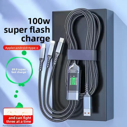 100W Three-in-One Fast Charging Data Cable